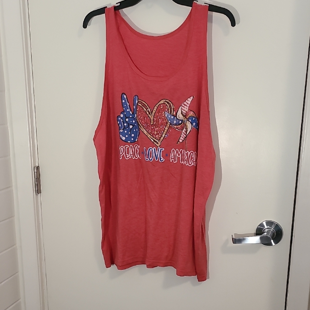 Unbranded Women's Sleeveless Red Graphic Tank Top Pre-Owned Size 2X Summer